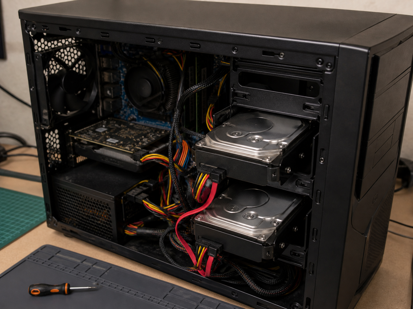 Vieux PC recycle en NAS personnel avec deux disques durs